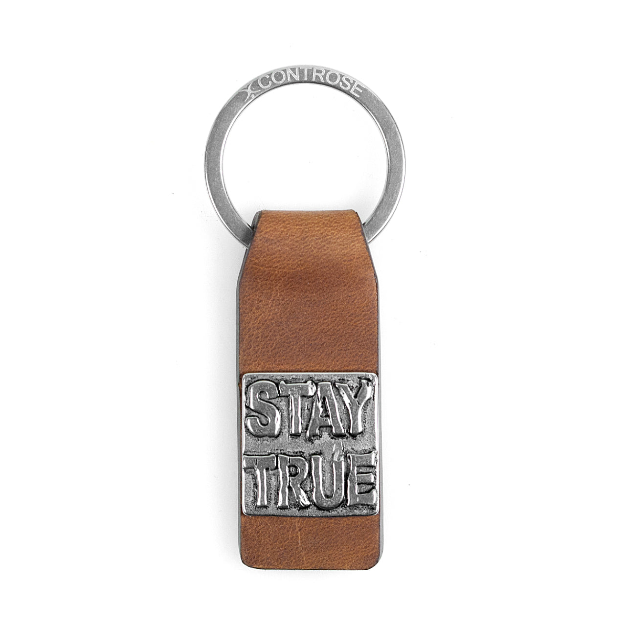 Leather Keychain With Message - STAY TRUE