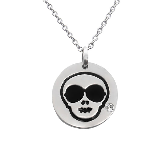 Cool Skull Emoji Necklace With Swarovski Crystal